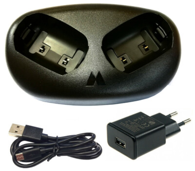 Doppel Ladeschale incl Netzteil USB Kabel für Funkgerät Midland XT-70 Ladegerät 