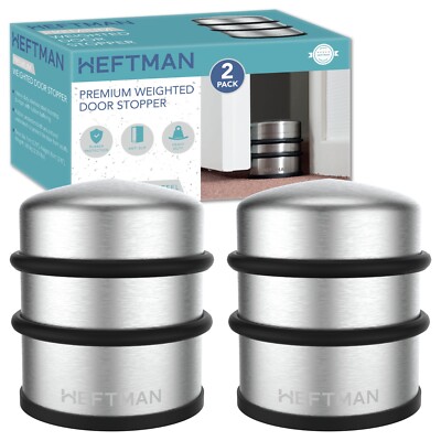 HEFTMAN 2x Edelstahl Schwerlast Rund Türstopper Gummi Stoßstangenschutz