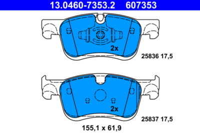 ATE 13.0460-7353.2 Bremsbelagsatz, Scheibenbremse für CITROËN,OPEL,PEUGEOT,TOYOT