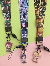 Anime Demon Slayer Kimetsu set of 3 Anime Series phone ID Badge Holder Lanyard