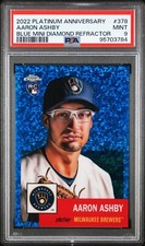 Aaron Ashby - 2022 Platinum Anniversary Blue Mini Diamond Refractor RC PSA 9