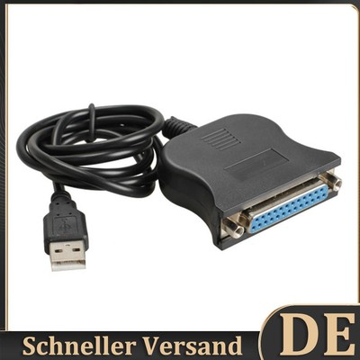 New USB 1.1 to DB25 Female Port Print Converter Cable LPT Black DE