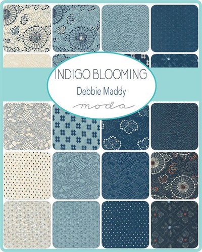 Moda INDIGO BLOOMING Debbie Maddy JELLY ROLL 40 strips Quilt FABRIC Blues - Picture 6 of 8