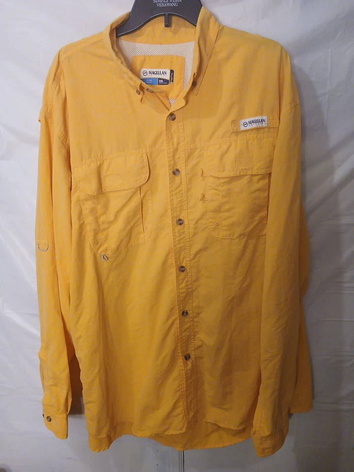 Magellan Fishing Shirt Mens XXL Yellow Vented Button Long Sleeve MagWick - Image 2 of 4