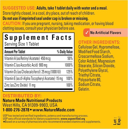 C with Vitamin D3 and Zinc, Dietary Supplement for Immune Support, 60 Tablets, 6 - Picture 6 of 7
