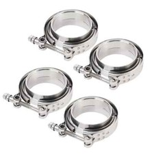 Abrazadera de banda en V de 2,0 pulgadas con brida uniones de acero inoxidable macho hembra 2,0" OD 4 piezas