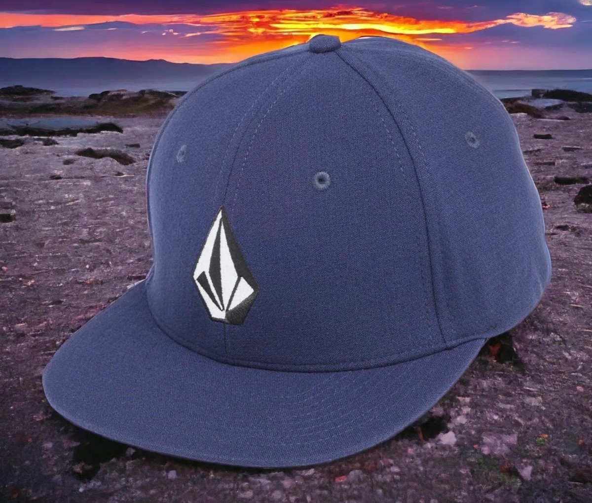 Volcom V Full Stone Flexfit Summer Beach Hat Cap Navy Blue New