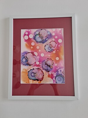 Artwork Original Alcohol Ink Abstract 11x14 Matted Ready to Hang