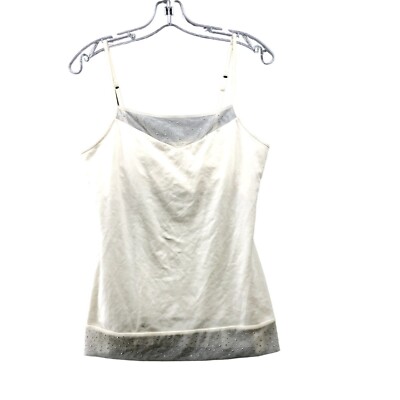 Express Cami Camisole Womens L Sexy Stretchy Ivory Cream Built In Bra Mesh 