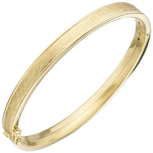 Armreif echt Gold 375 Gelbgold 6 mm breit Armspange 54,8x60,7 teilmattiert