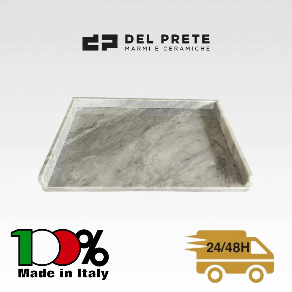 SPIANATOIA PER IMPASTARE CON BORDI MARMO CARRARA Tagliere no acciaio inox legno - Immagine 2 di 3