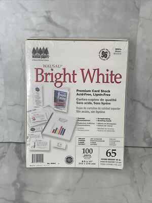 Wausau Paper 91904 Bright White Card Stock, 65 Lbs., 8-1/2 X 11, Bright White, 2