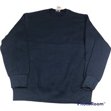 Fruit of the Loom Adult Unisex Sweatshirt Sweatshirt Blue Crew Neck Blank Flaws