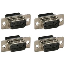 4x DB9 D-SUB 9-Pin Male Crimp Pin Connector Assembly Solder Type Cup Socket