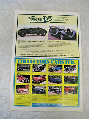 BENTLEY 3 LITRE SPEED 1927 / BUGATTI 49 1932 PLUS 4 ADVERT 1993 A4 Y