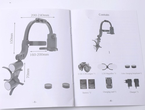 Lenti di ingrandimento binoculare dentale wireless 3,5X con luce frontale LED 5W 2 LED 2 batterie - Foto 24 di 24