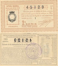 Nationale Lotterie. Ziehung Nr. 22 von 1936. Nummer 45129.
