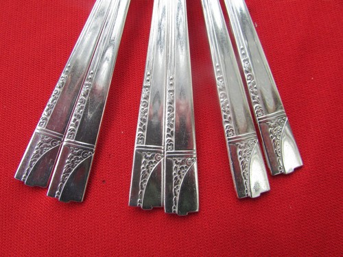 1937 Caprice Pattern Lot of 6 Grill Forks Nobility Silver Plate Oneida 7 7/16" L - Picture 2 of 12