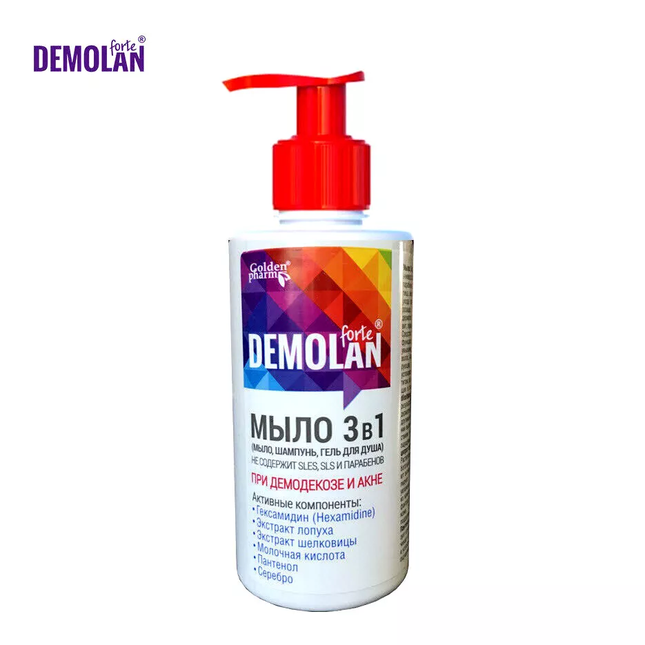Demodex Acne Face Body Hair 3 in 1 Soap Gel Shampoo 300 ml