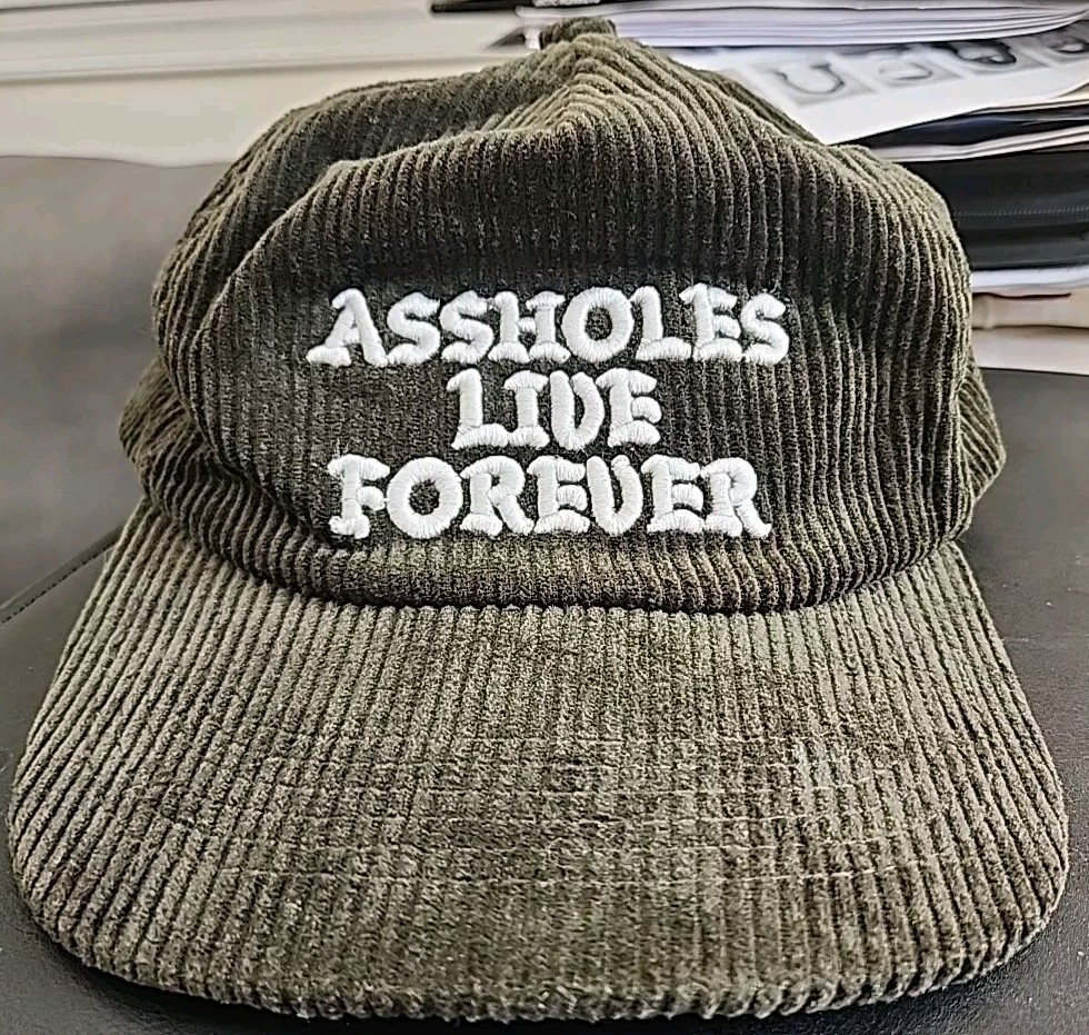 Linda Finegold Assholes Live Forever Corduroy Strapback Red White Hat OS assholes live forever | Other | Linda Finegold Alf Drink  main image 4
