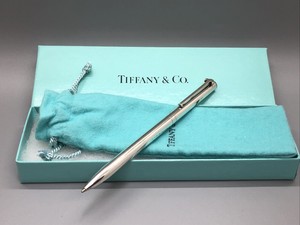 TIFFANY & CO .925 SILVER T CLIP BALLPOINT PEN + ORIGINAL BAG, BOX - EXCELLENT