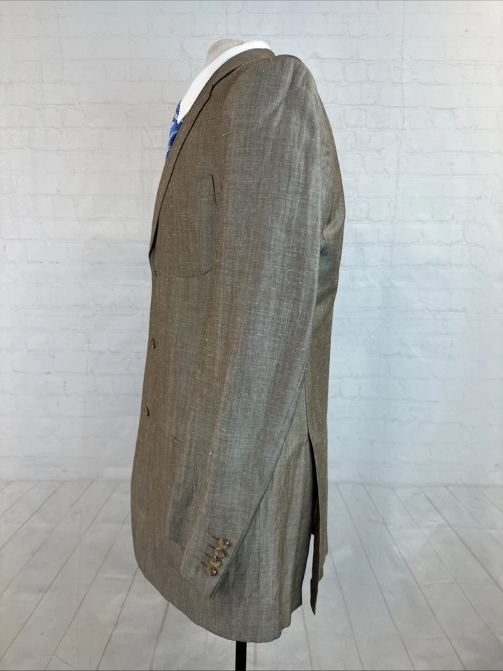 Мужской блейзер Ermenegildo Zegna 42 л коричневый шерстяной бамбуковый весенний сделано в Швейцарии - Изображение 3 из 4