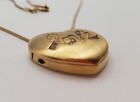 Vintage Signed Gold Heart Locket Pendant Necklace Rhinestones Love Monet  — photo 7