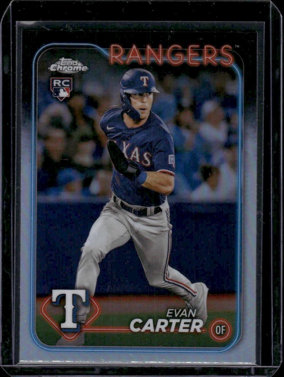 2024 Topps Chrome #136 Evan Carter Rookie Refractor Texas Rangers
