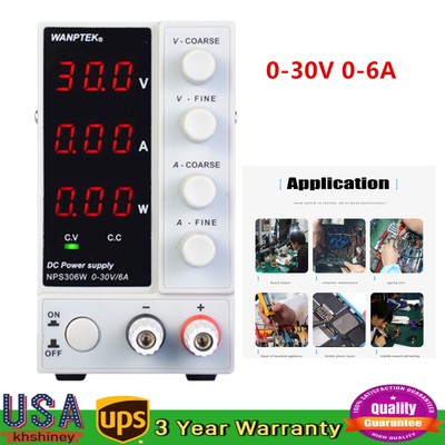 0-30V 0-6A Lab DC Bench Power Supply Variable Adjustable Power Supply