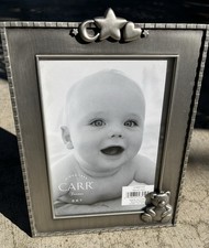 Burnes Carr Brushed Silver Metal Baby Photo Frame