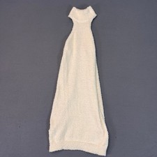SHEIN Solid Cut Out Sleeve Fuzzy Sweater Dress Womens XS 35" Mini High Neck Wht