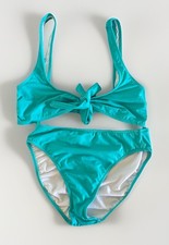 VENUS Teal High Waist Bikini Set Size Large Top Size 10 Bottom Knot Front Retro
