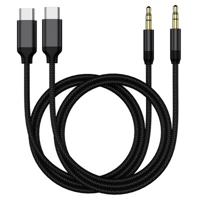 2 Tipo C a cable auxiliar de 3,5 mm Estéreo de alta fidelidad USB C a auxiliar