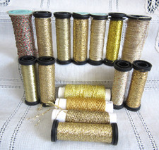 15 Kreinik Metallic GOLDS Braids Blending Filament Ribbon Thread NO LABELS lot