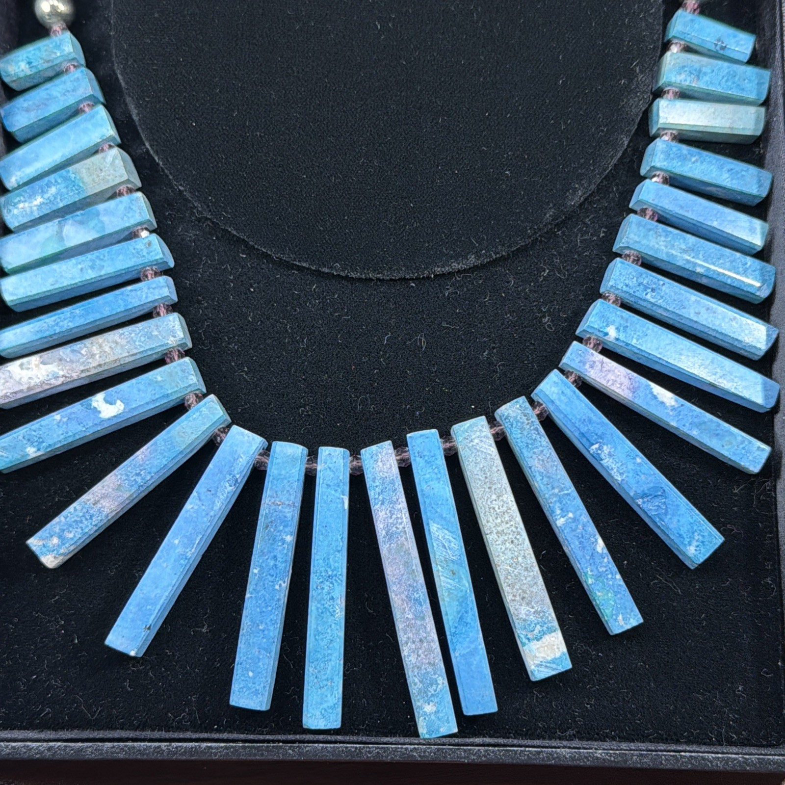 Turquoise Rectangular Bar Necklace Amethyst Silve… - image 13