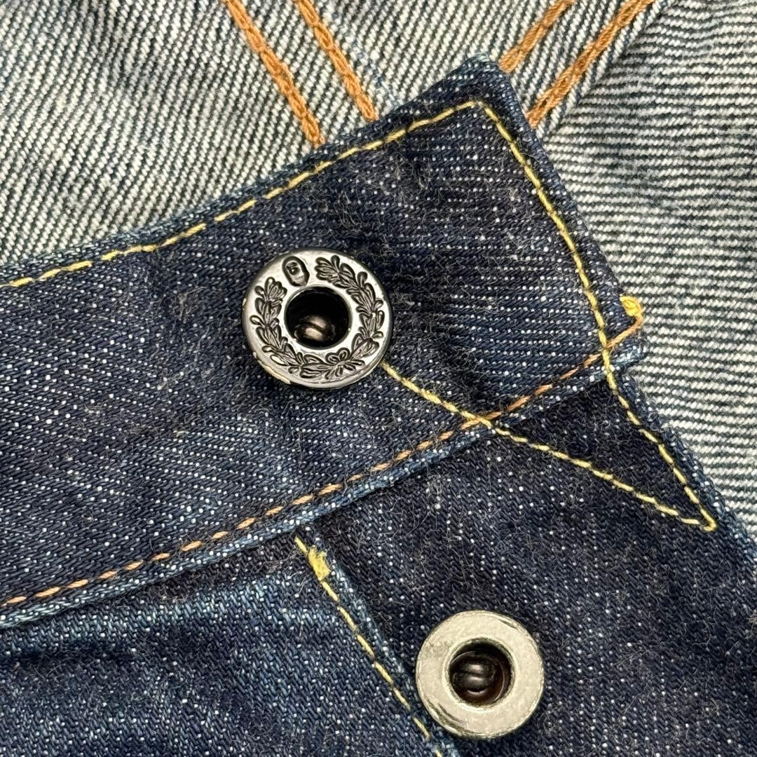 A BATHING APE Denim Pants Jeans Indigo Blue Paint Splash XL Inseam 87cm thumbnail 12