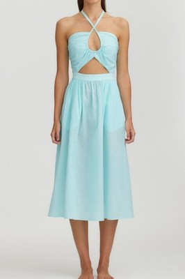 Marysia Resort Cotton Beach Limone Dress In Azure Womens Blue Size Medium NEW