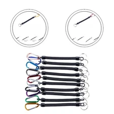 Reliable Security Key Chain Holder with Safety Coil Rope and Carabiner Hook
