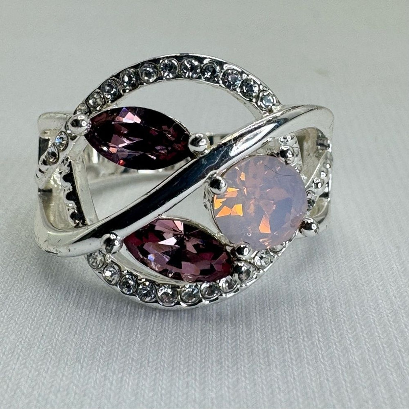 Made With Swarovski Elements Crystal Ring Pink Pu… - image 2