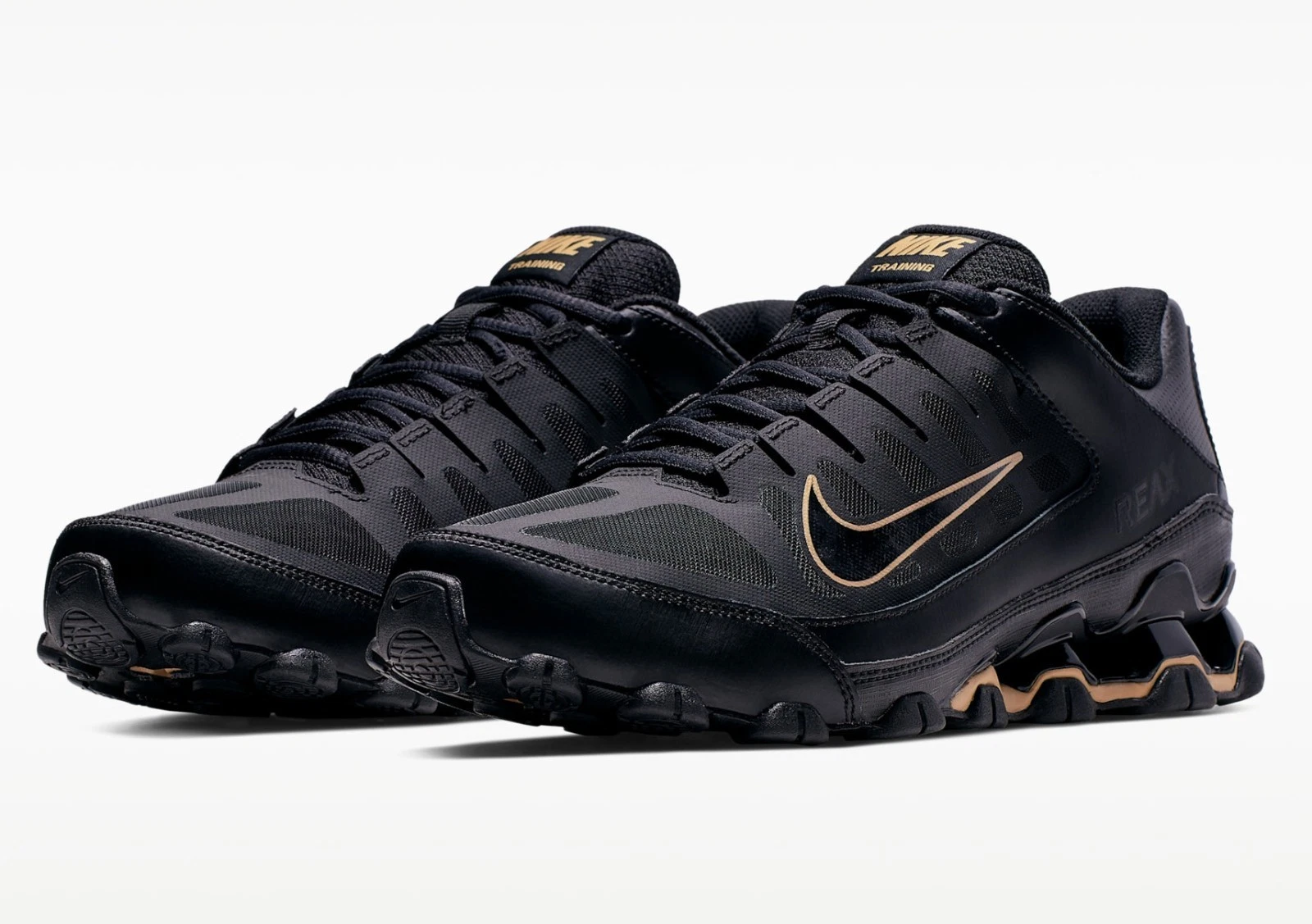 Nike REAX 8 TR Mesh, Men's 9, Black/Metallic Gold, Training Shoes, New In Box!