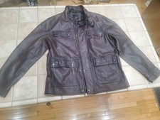 Men's Elie Tahari Brown Soft Lamb Burnished  Leather Jacket Size Medium