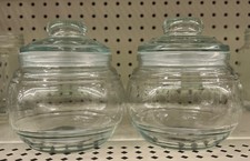 2- ROUND JAR GLASS 19 OZ WITH LID