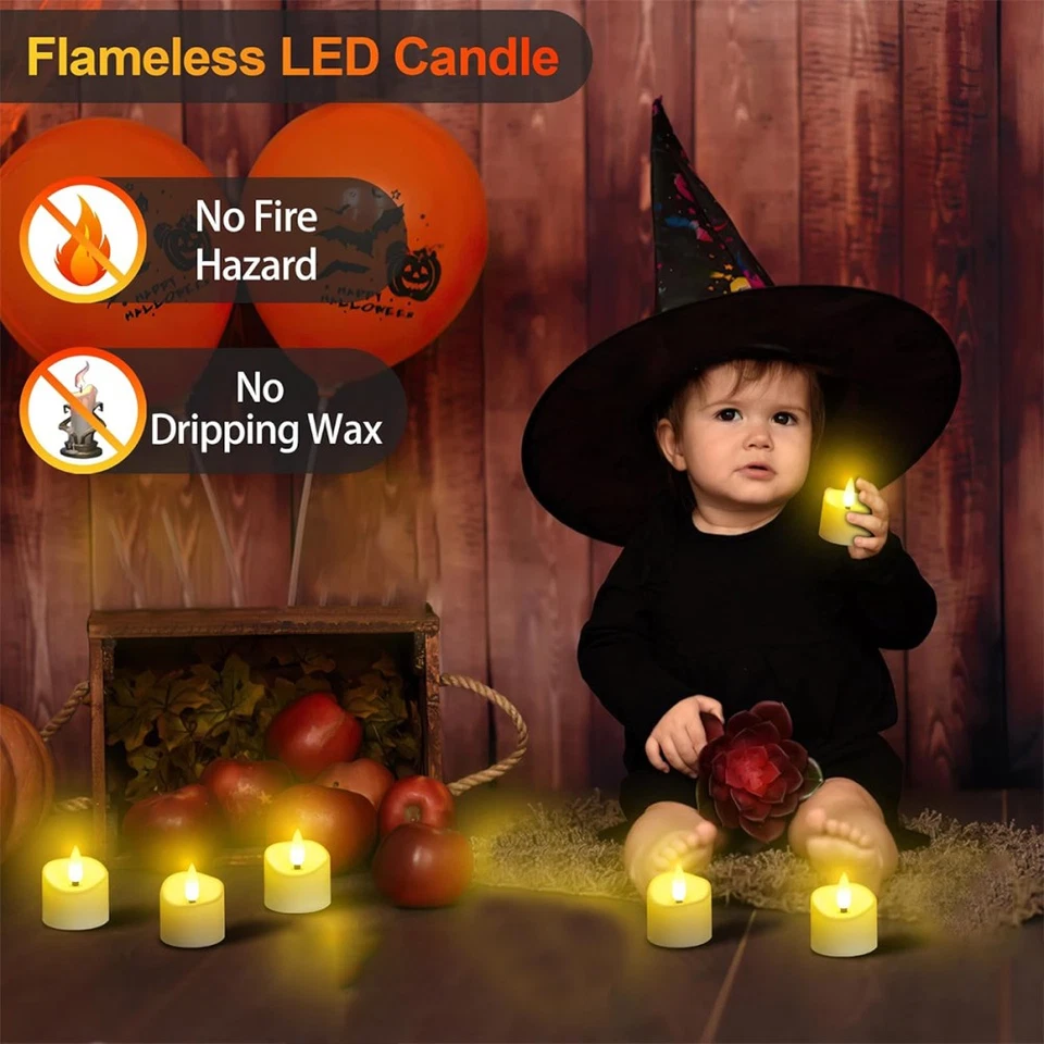 6Stück Wiederaufladbar Flacker LED Kerzen Teelichter Fernbedienung Dimmbar Timer - Bild 4 von 4