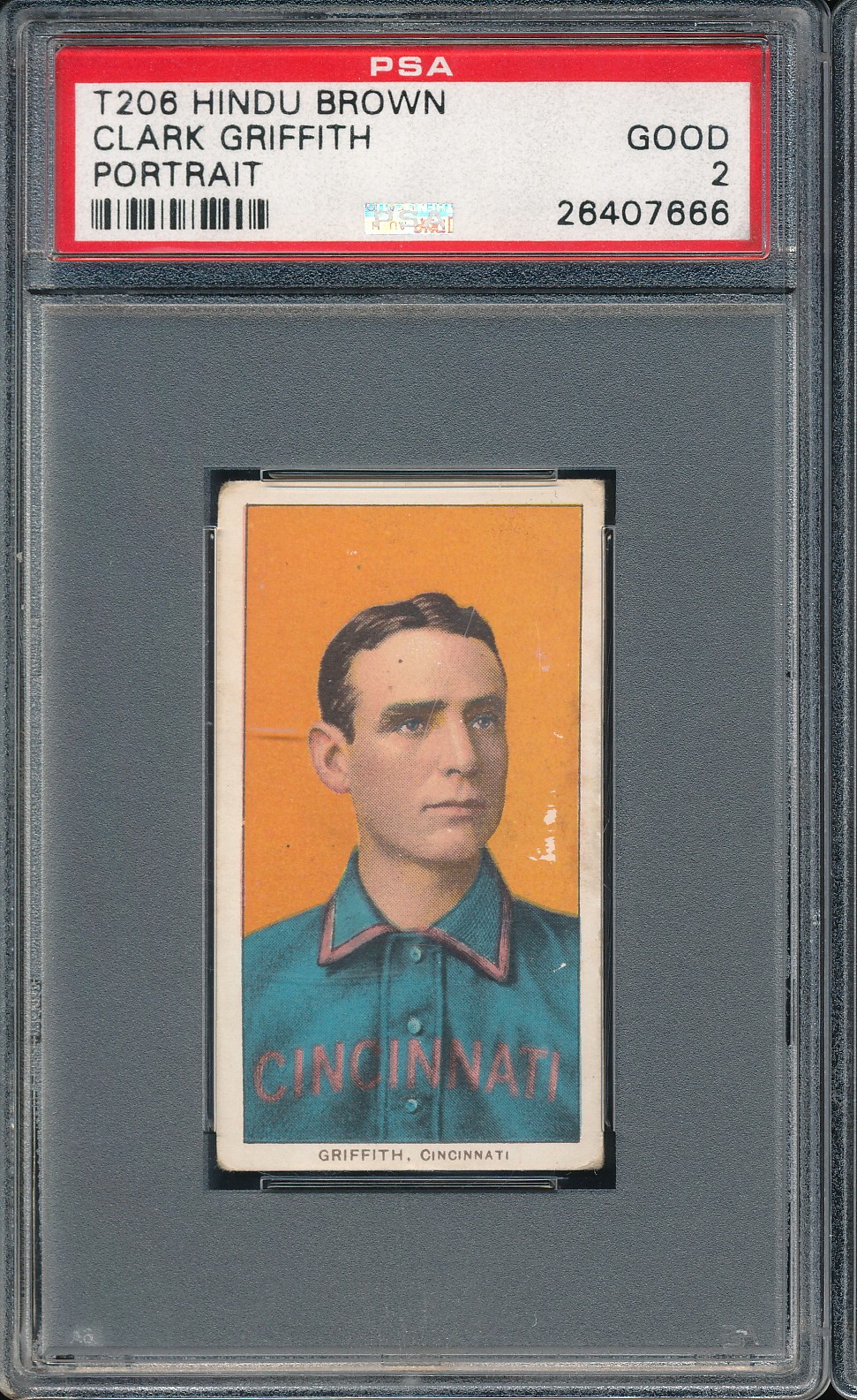 T206 Hindu Brown Clark Griffith (Portrait) PSA 2 - HOF - Cincinnati Reds