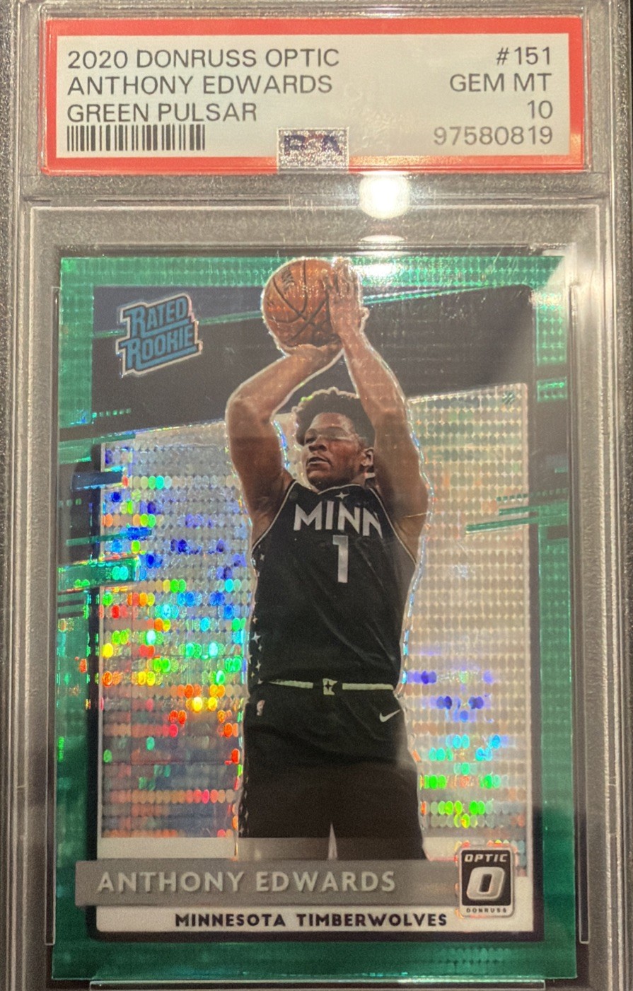 2020 Panini Donruss Optic - Anthony Edwards #151 Green Pulsar Prizm (RC). PSA 10