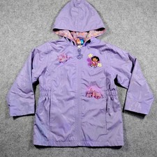 Vintage Nick Jr Dora the Explorer Girls Purple Hooded Windbreaker Jacket Size 5T