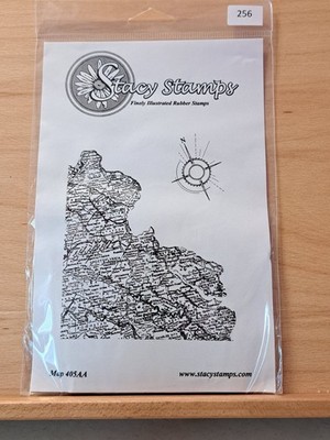 Stacy Stamps 256 Map 405AA Compass Red Rubber Cling Stamp