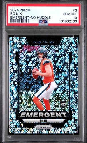 2024 Panini Prizm Emergent Bo Nix #3 No Huddle Rookie PSA 10