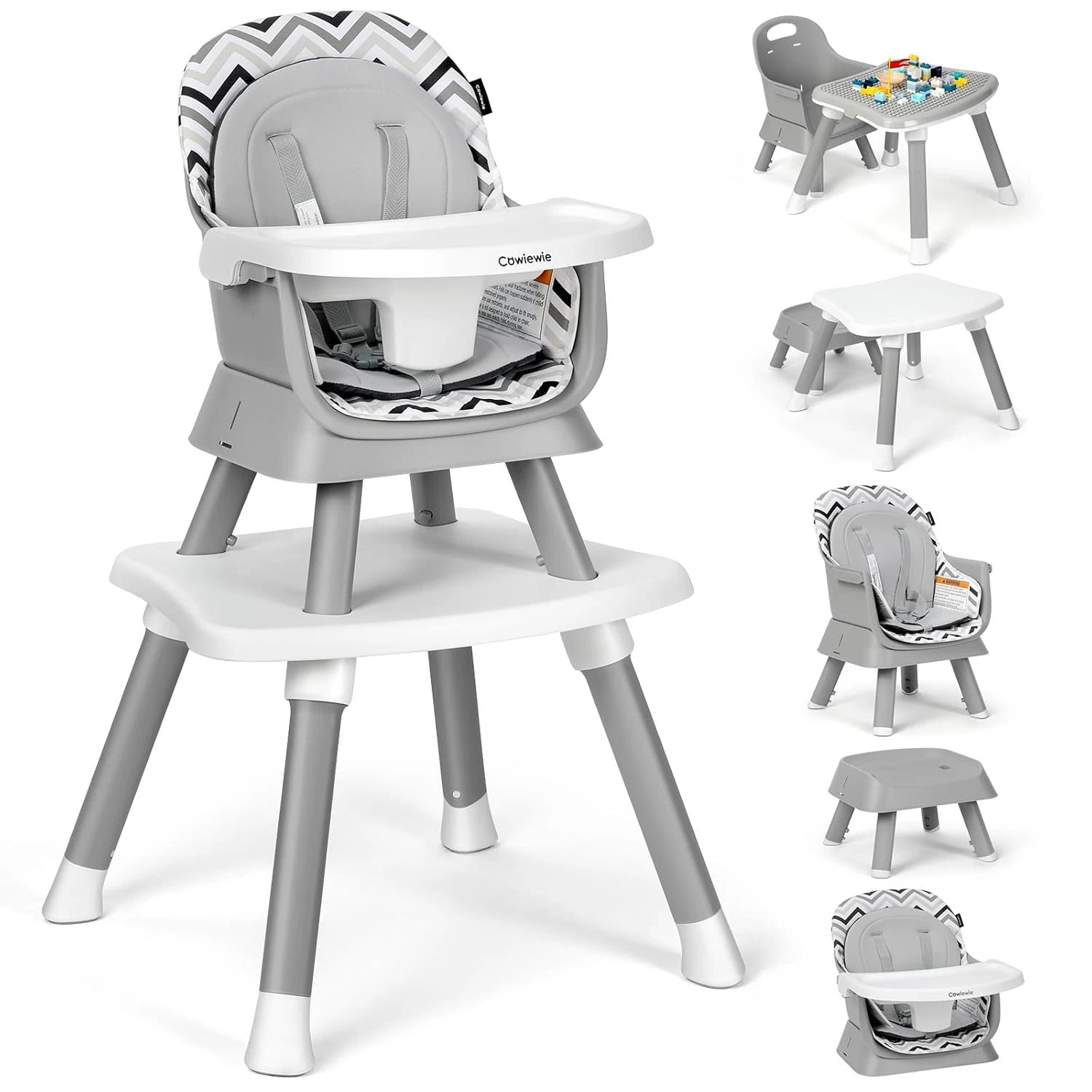 Cowiewie 8 in 1 Baby High Chair for Babies & Toddlers Table and Chair Set Buildi