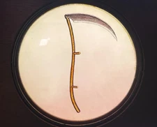 Antique 1800s Odd Fellows Scythe Death Magic Lantern Wood & Glass Slide Ioof